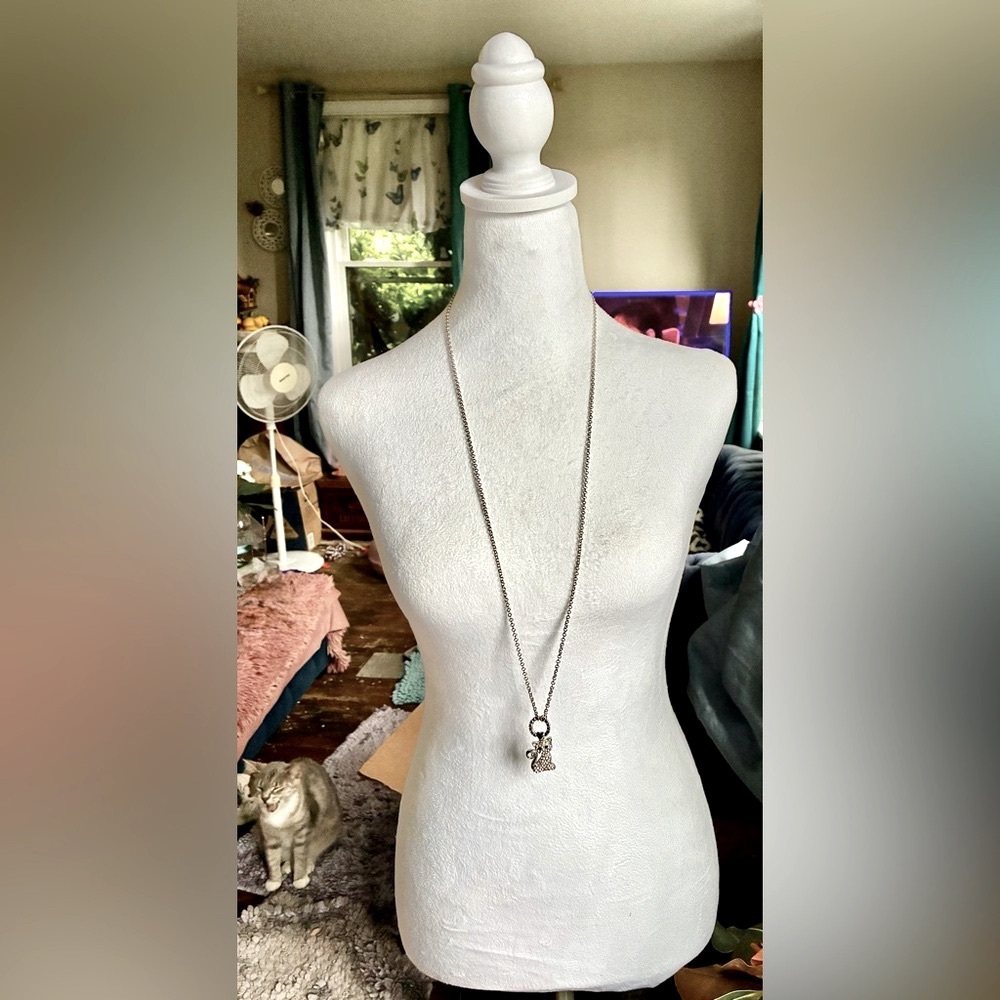 😺 Genuine Crystal Silver Tone Kitty Cat Pendant Necklace by Cookie Lee - Picture 3 of 11